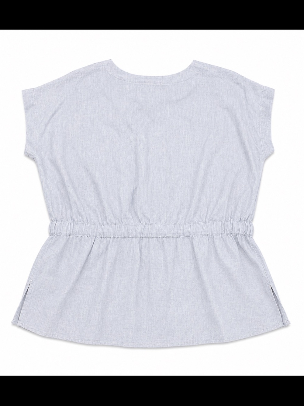 Ellen Tracy Linen Light Blue Drawstring Tunic Top - Picture 3 of 9